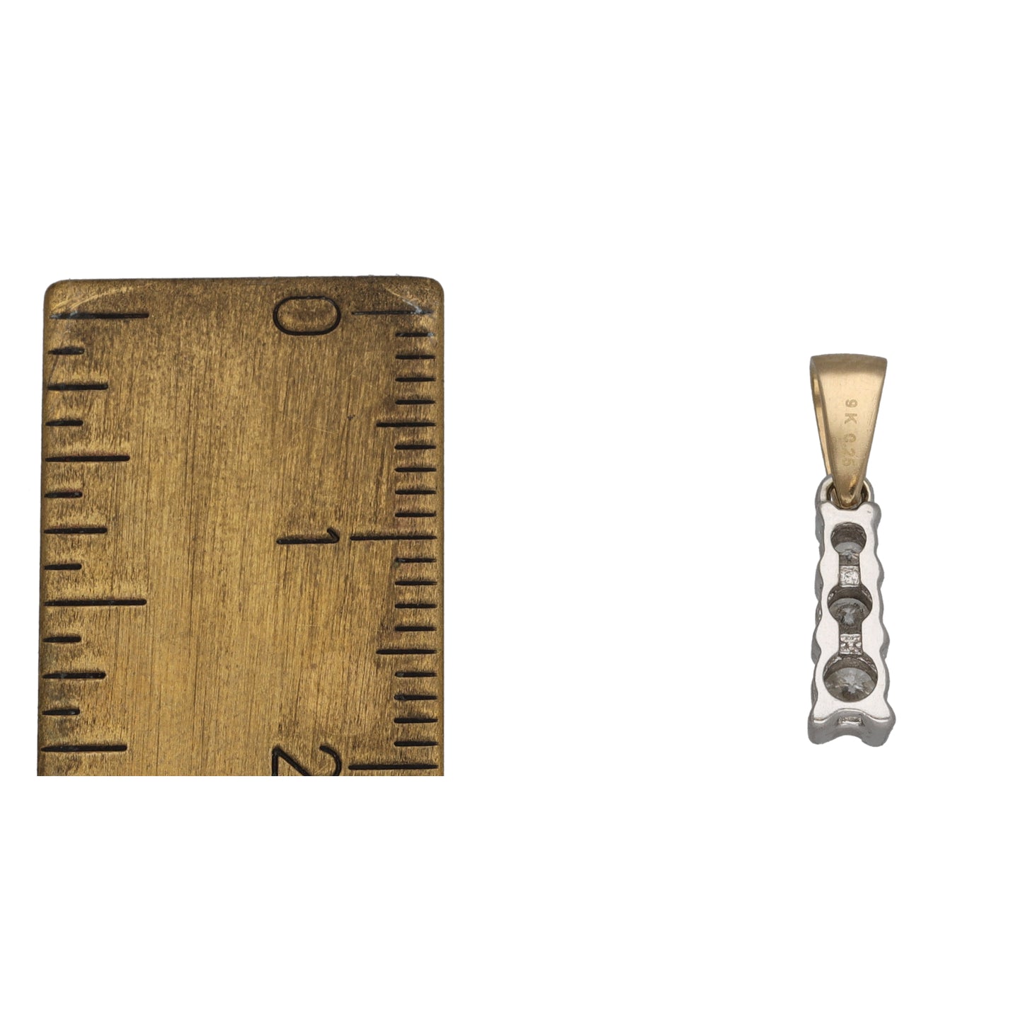 9ct Gold 0.25ct Diamond Three Stone Pendant
