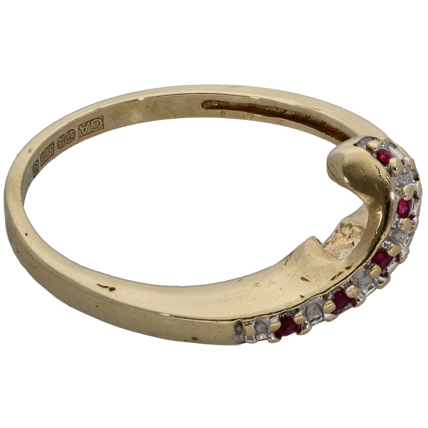 9ct Gold Ruby Half Eternity Ring Size N