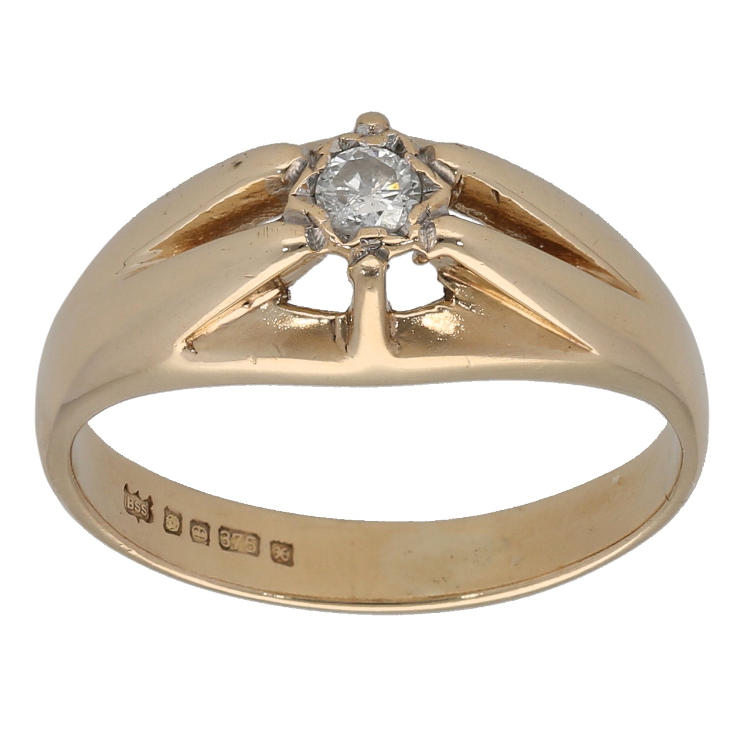 9ct Gold 0.10ct Diamond Solitaire Ring Size O