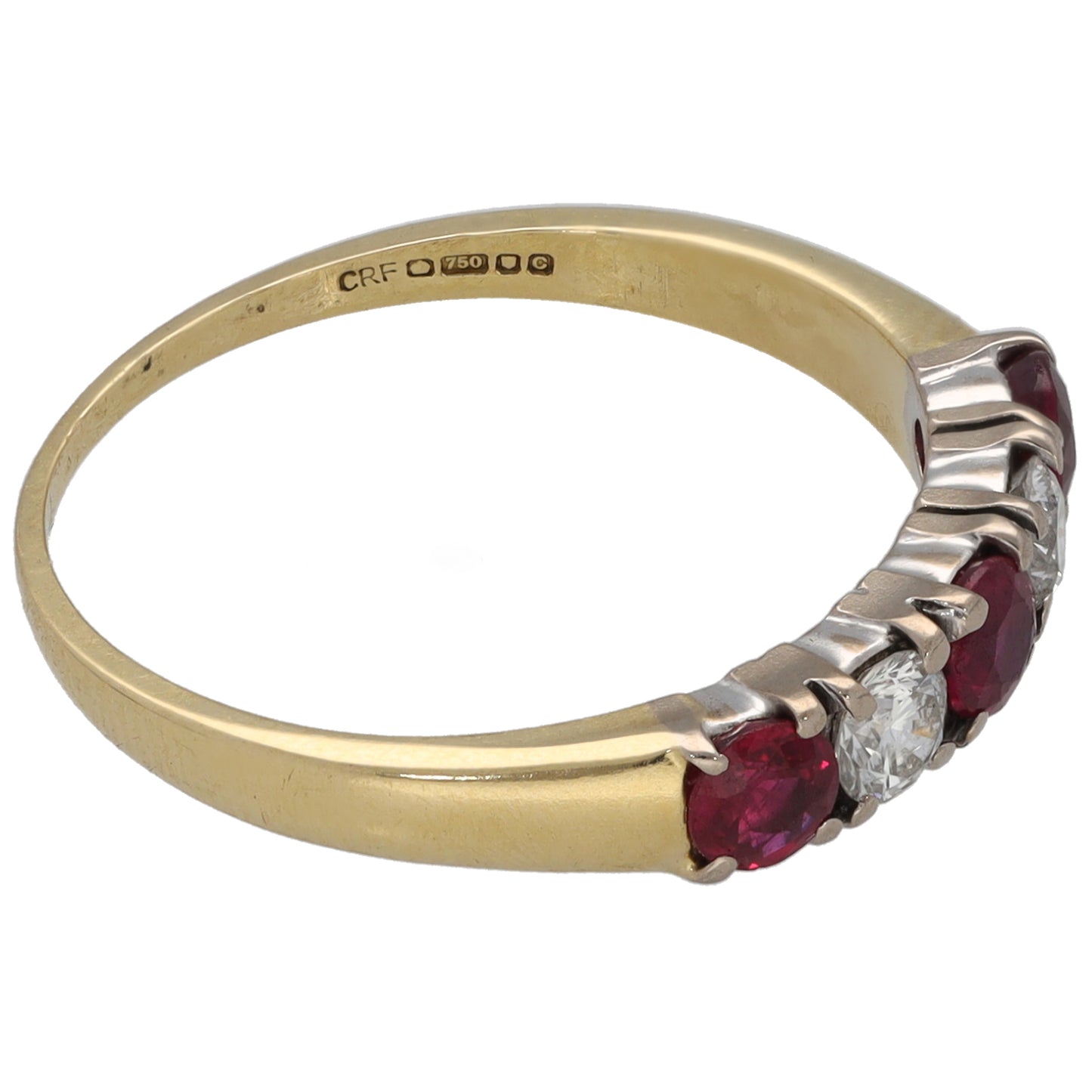 9ct Gold Ruby & 0.20ct Diamond Half Eternity Ring Size M