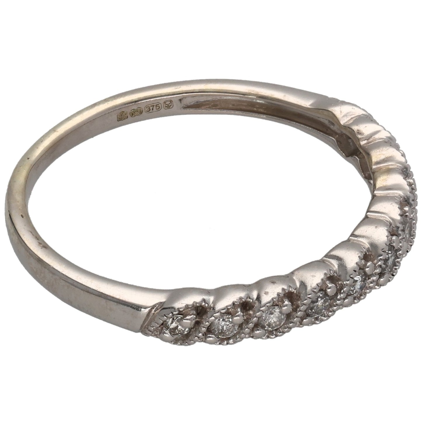 9ct White Gold 0.15ct Diamond Half Eternity Ring Size N