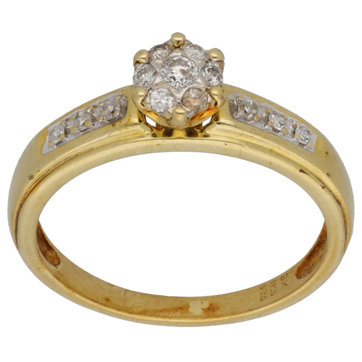 9ct Gold 0.15ct Diamond Dress/Cocktail Ring Size N 1/2