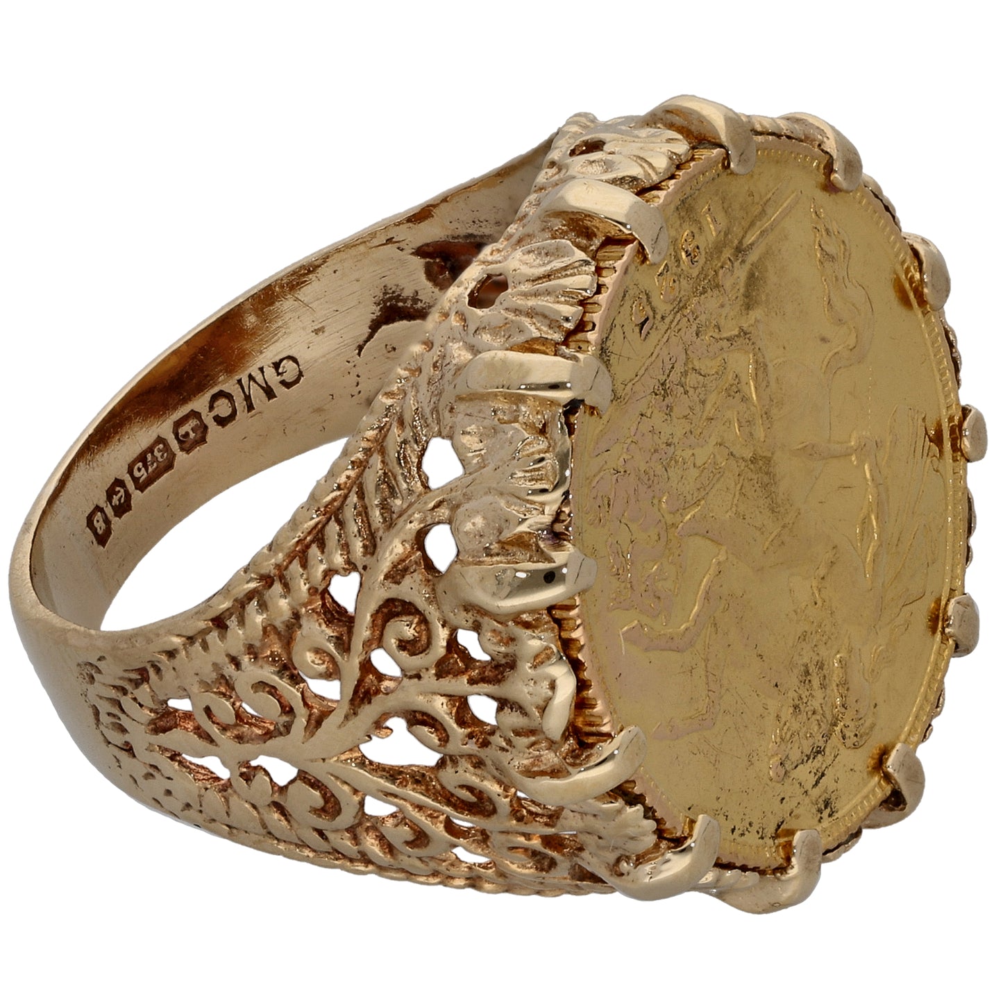 9ct Gold Coin Ring Size P