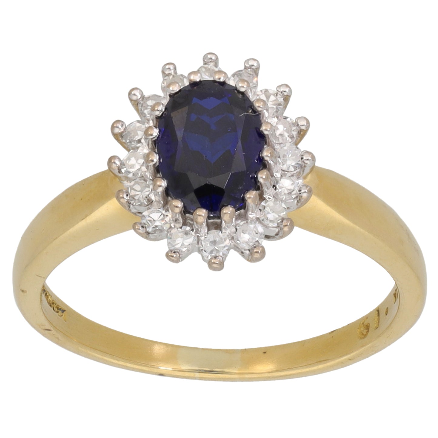 18ct Gold 0.19ct Diamond & Sapphire Dress/Cocktail Ring Size M