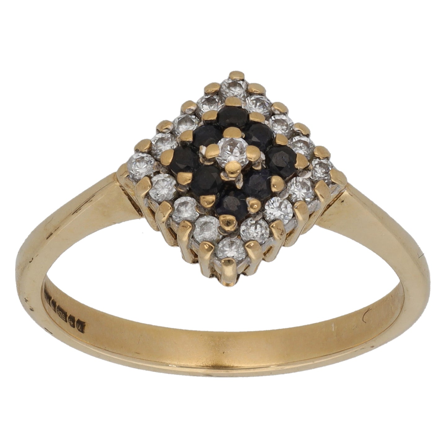 9ct Gold Sapphire & Cubic Zirconia Dress/Cocktail Ring Size O