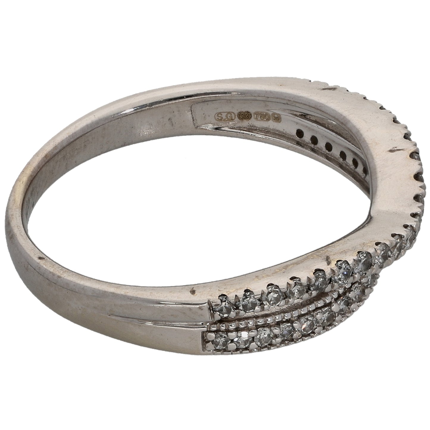 18ct White Gold 0.25ct Diamond Half Eternity Ring Size O