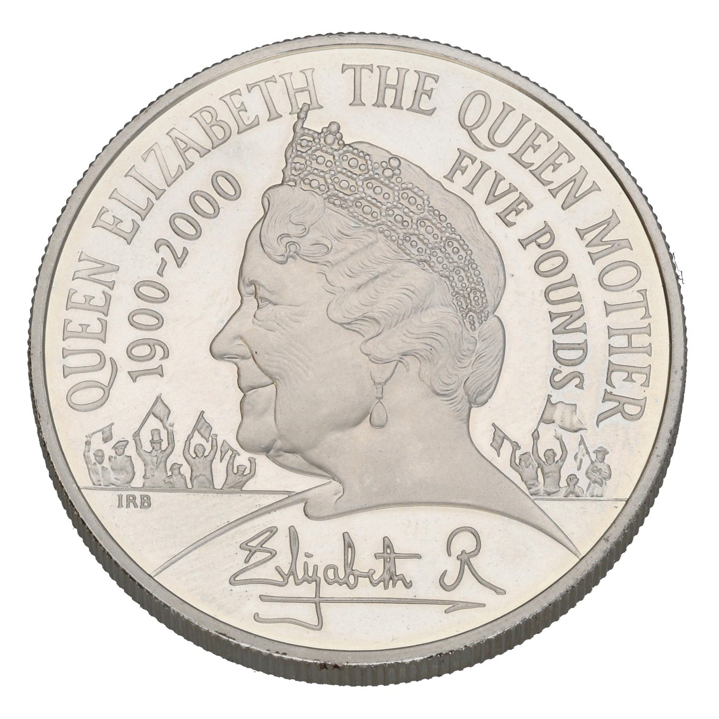 Sterling Silver Queen Elizabeth The Queen Mother Five Pounds Coin 2000