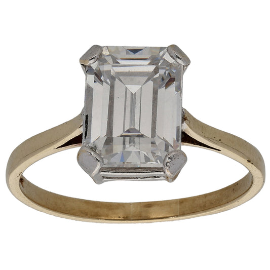9ct Gold Cubic Zirconia Single Stone Ring Size M