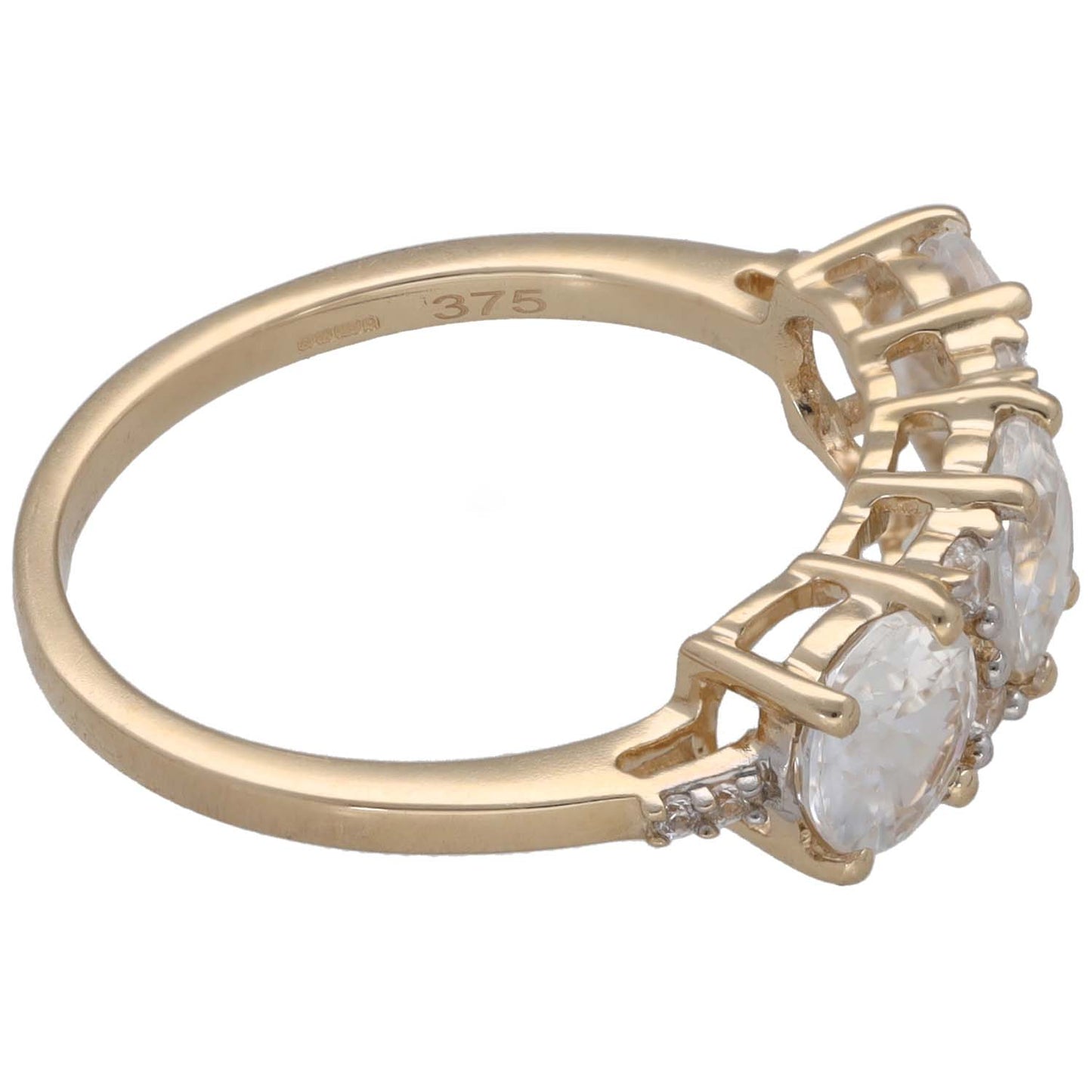 9ct Gold Zircon Dress/Cocktail Ring Size N
