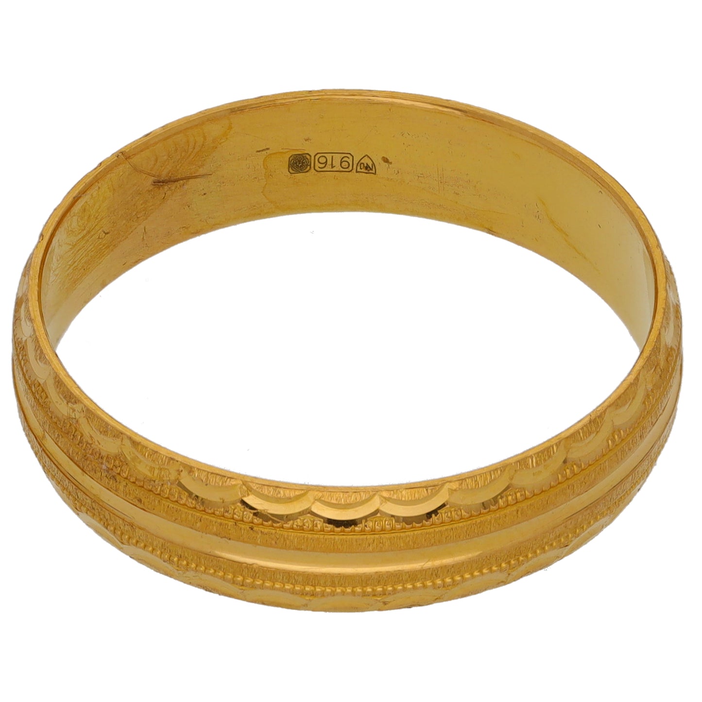 22ct Gold Patterned Wedding Ring Size Y