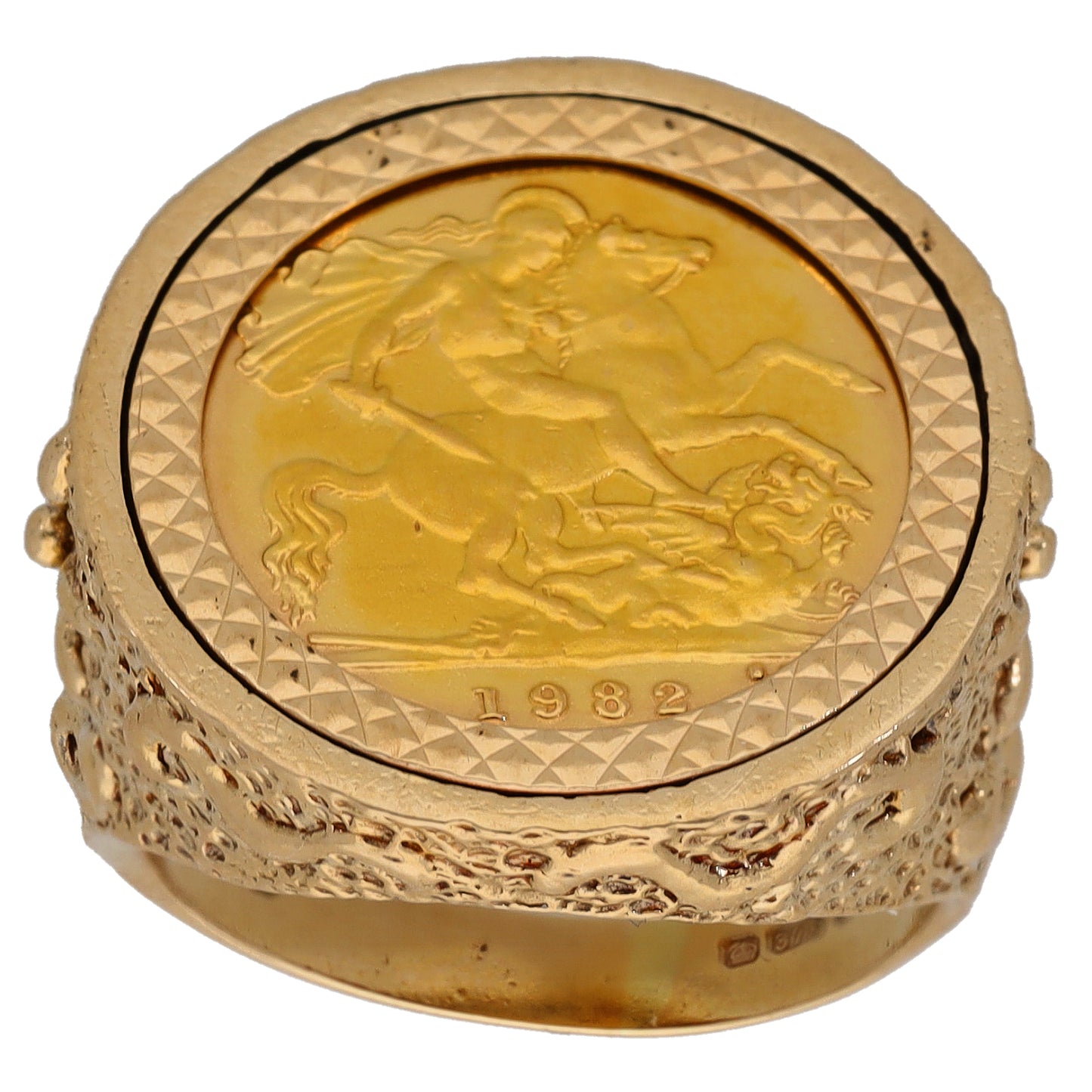 9ct Gold Half Sovereign Coin Ring Size O