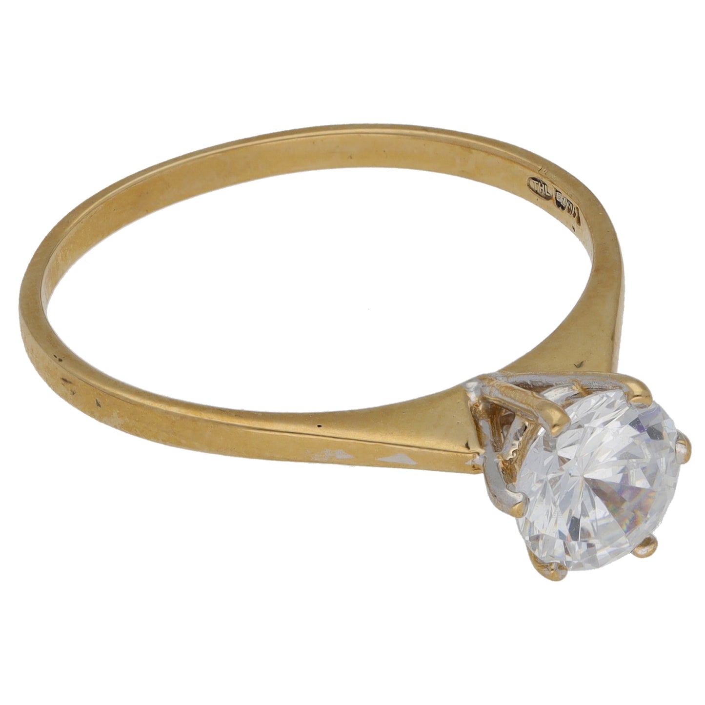9ct Gold Cubic Zirconia Single Stone Ring Size S