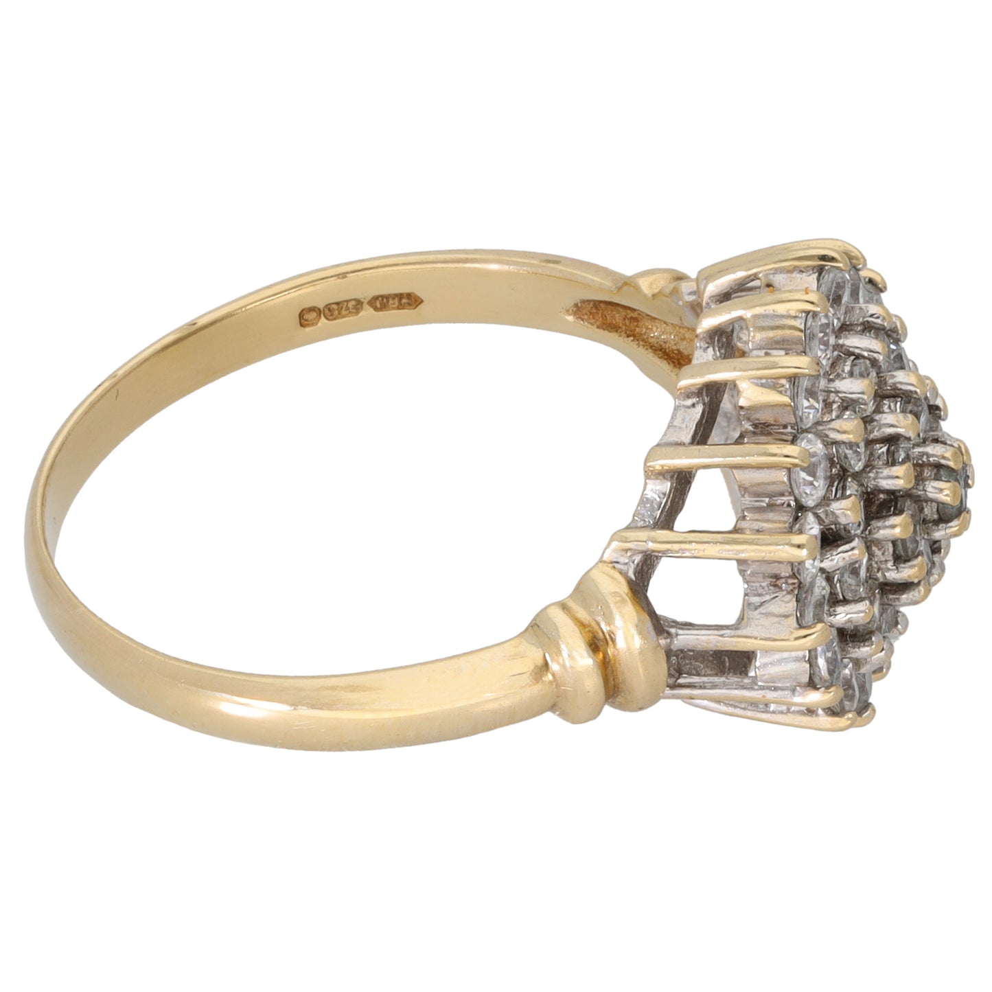 9ct Gold Cubic Zirconia Cluster Ring Size Q