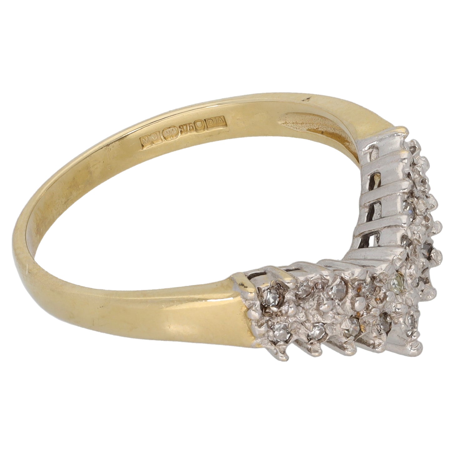 9ct Gold 0.10ct Diamond Wishbone Ring Size N