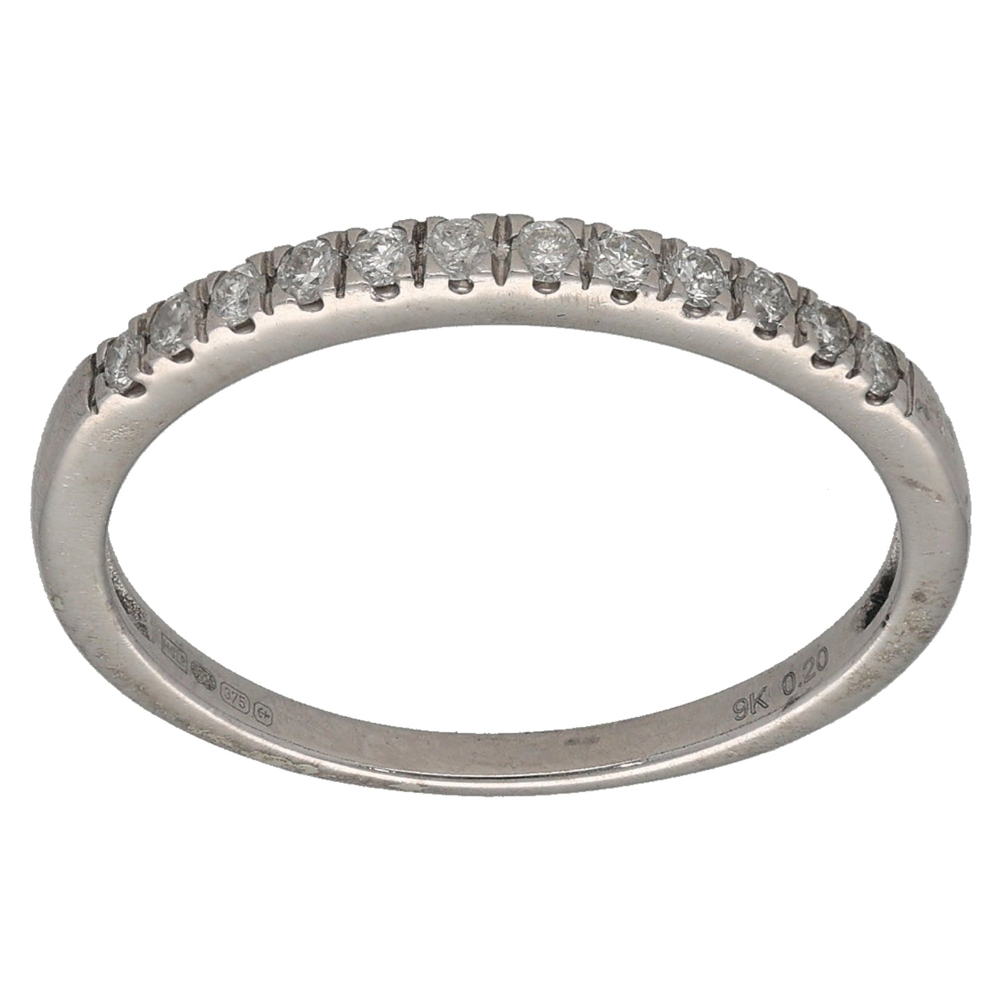 9ct White Gold 0.20ct Diamond Half Eternity Ring Size N