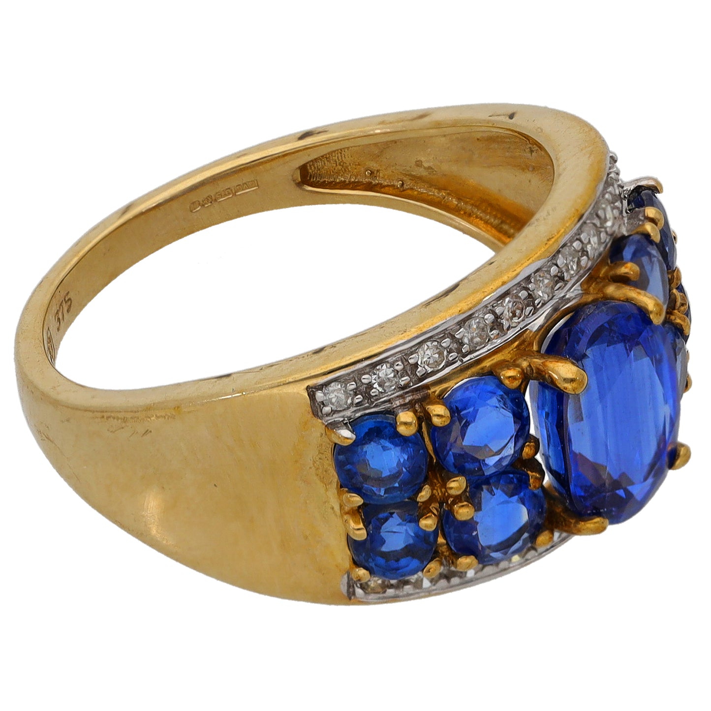 9ct Gold Kyanite & 0.11ct Diamond Dress/Cocktail Ring Size O