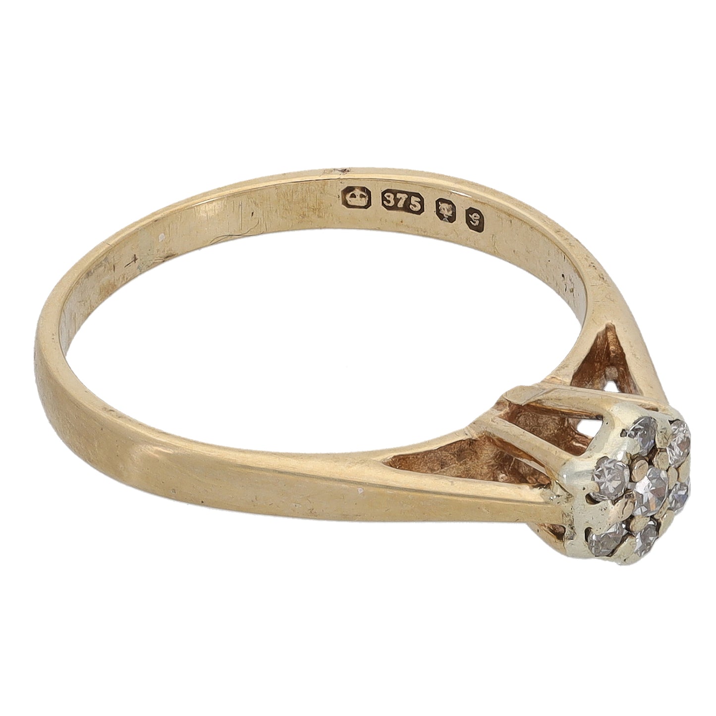 9ct Gold 0.07ct Diamond Cluster Ring Size K