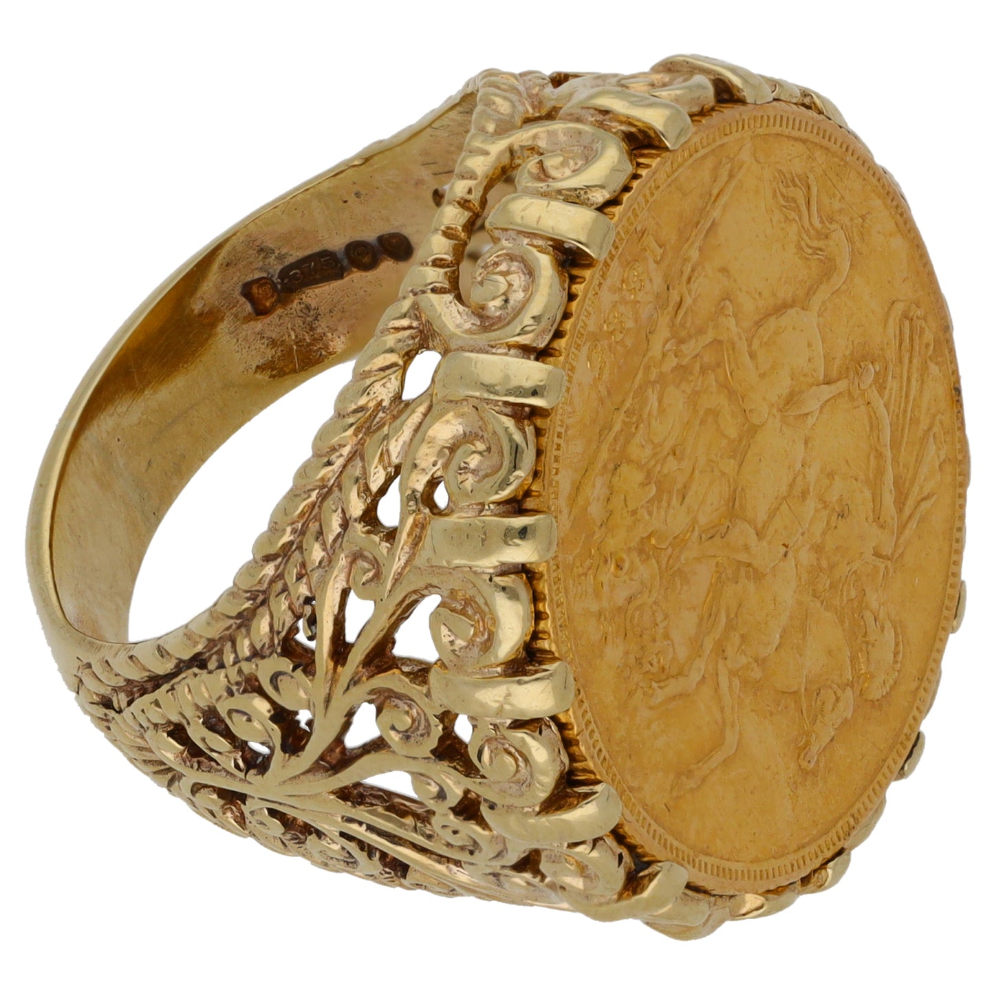 9ct Gold Coin Ring Size M