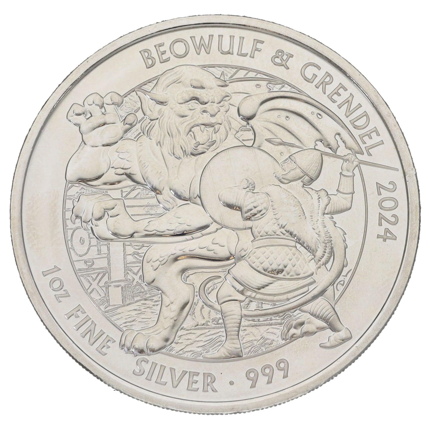 Fine Silver Beowulf & Grendel 1 OZ Coin 2024