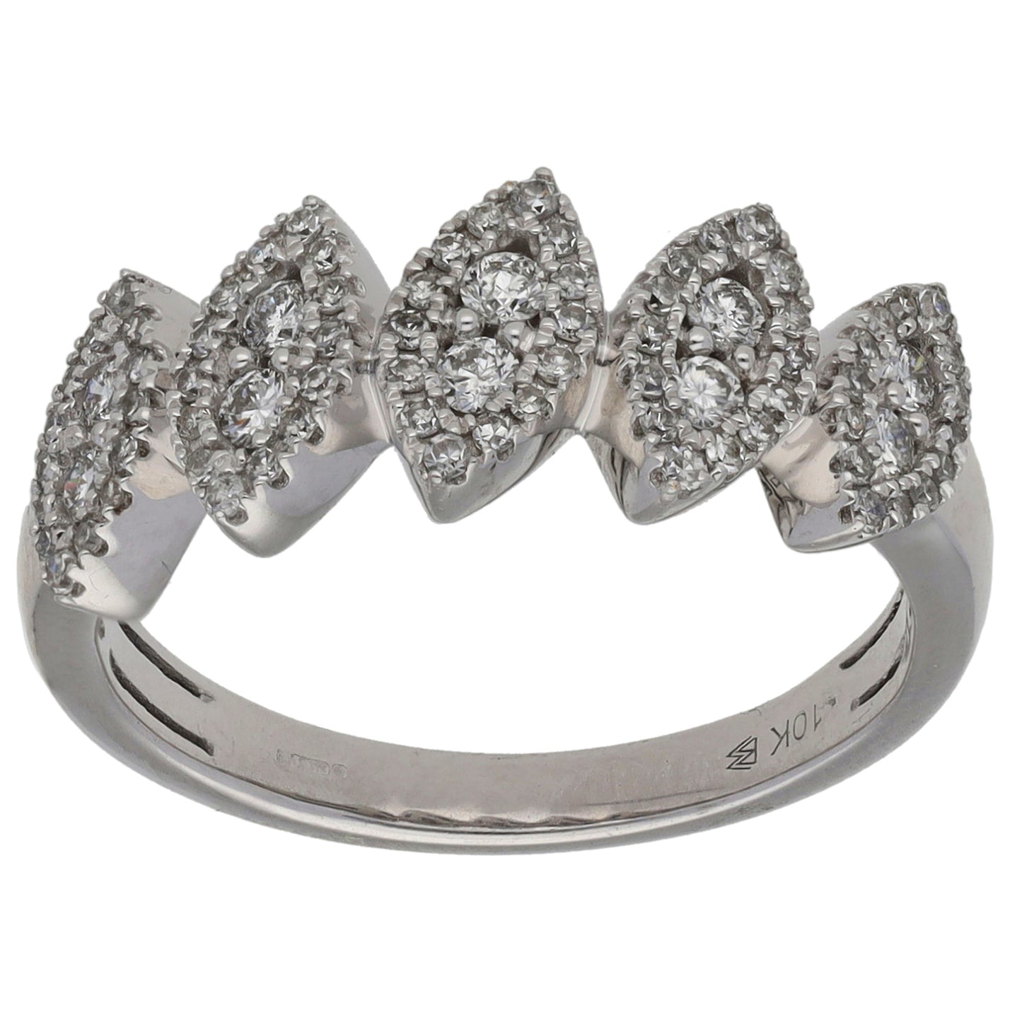 9ct White Gold 0.75ct Diamond Dress/Cocktail Ring Size N