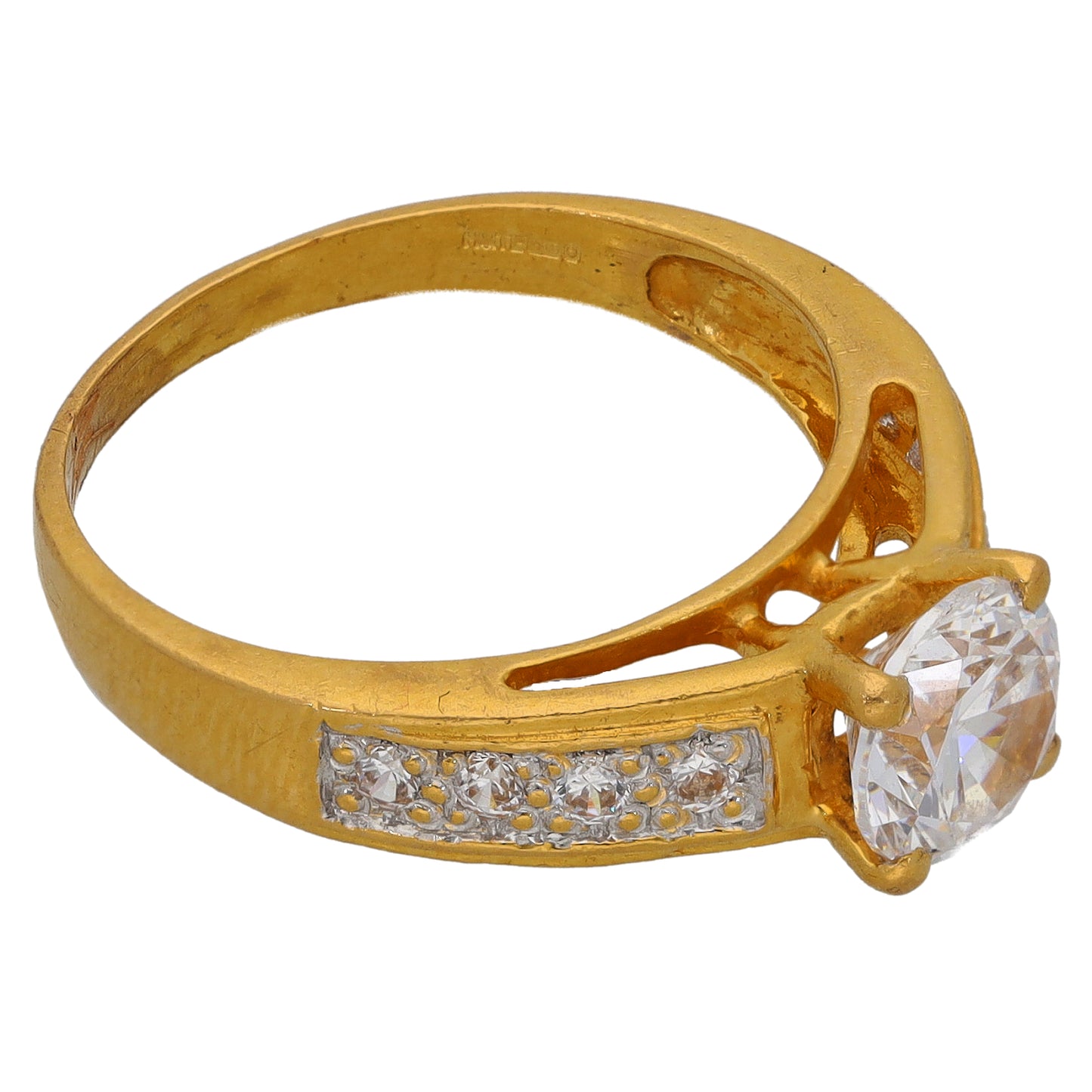 22ct Gold Cubic Zirconia Single Stone Ring With Accents Size O