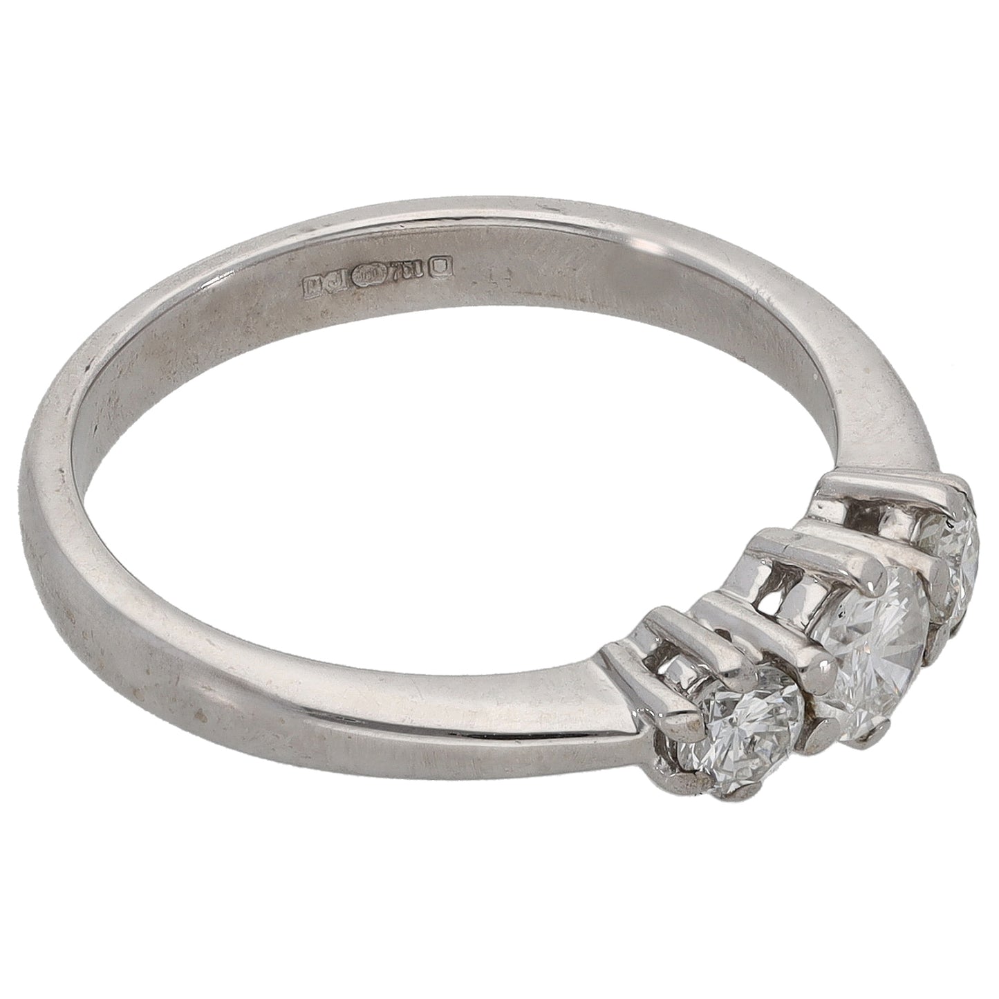 18ct White Gold 0.50ct Diamond Trilogy Ring Size M