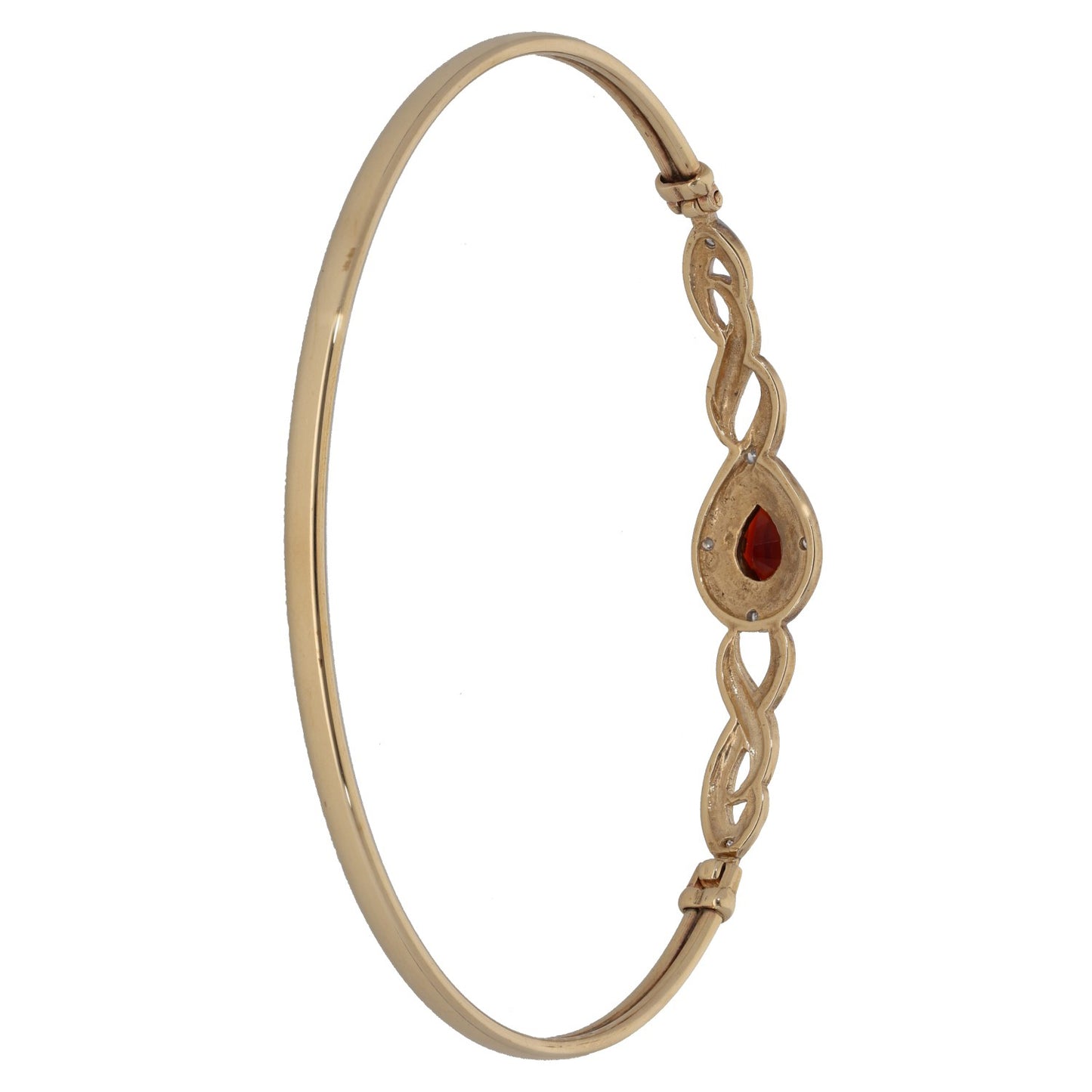 9ct Gold 0.03ct Diamond & Garnet Hinged/Clasp Bangle