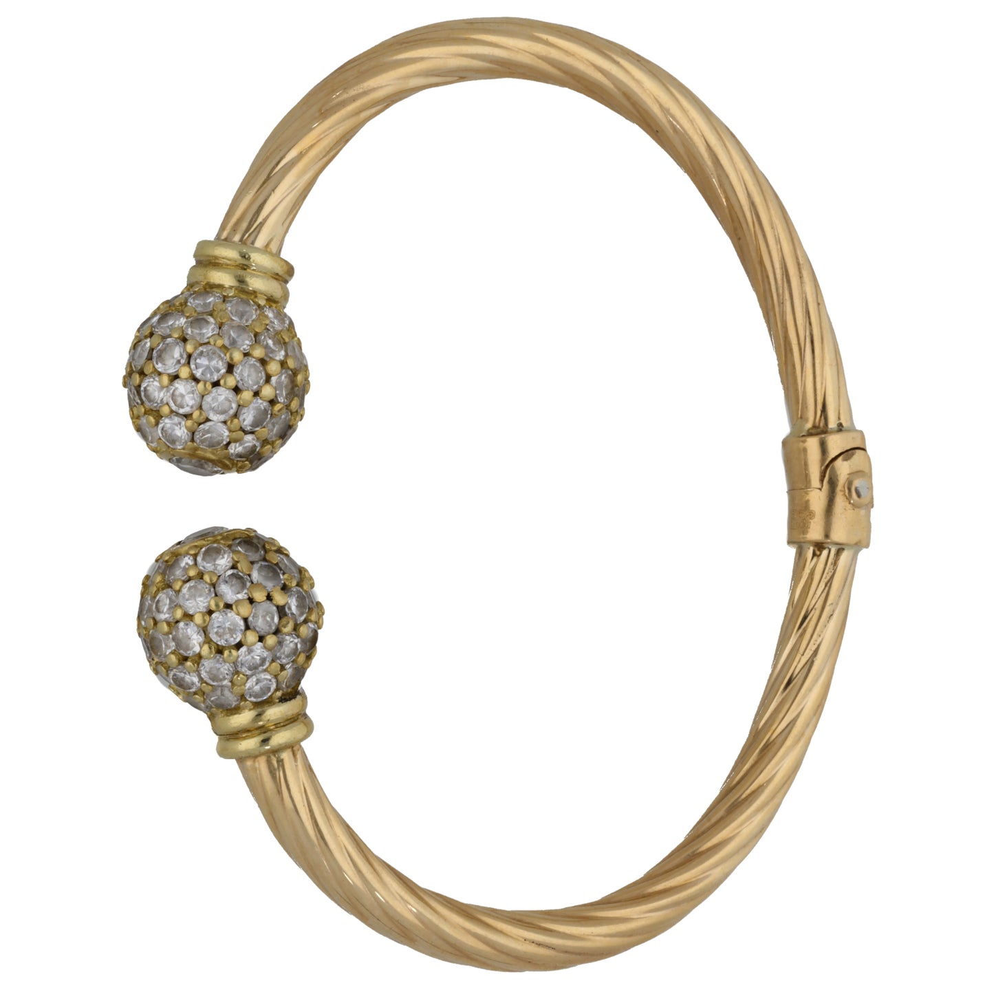 9ct Gold Cubic Zirconia Hinged/Clasp Bangle