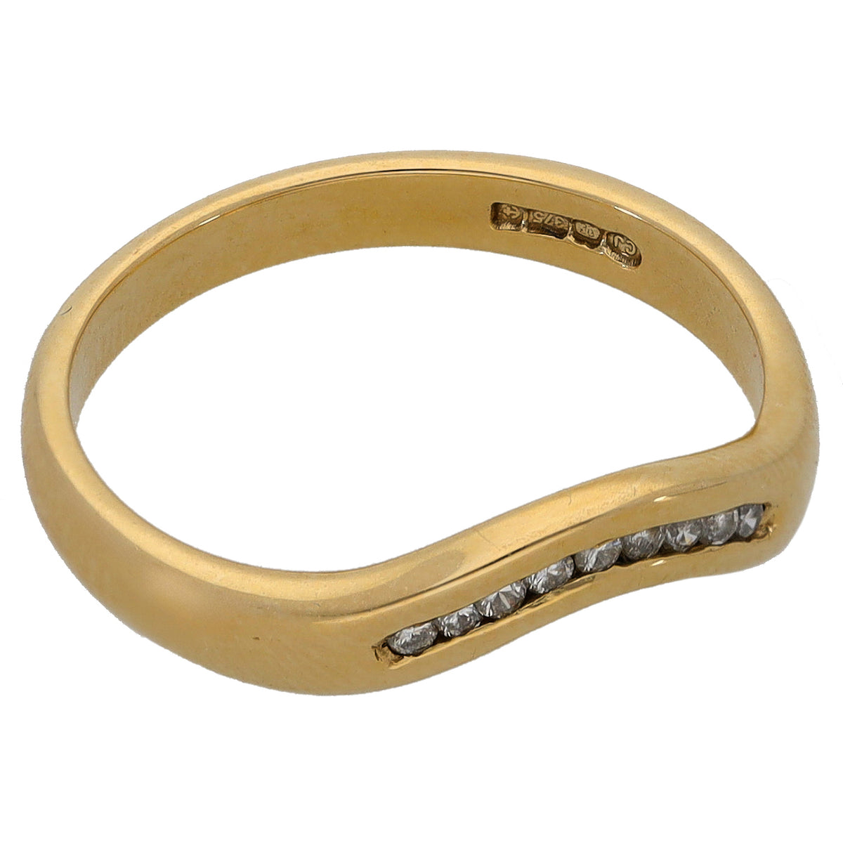 9ct Gold 0.045ct Diamond Wishbone Ring Size L