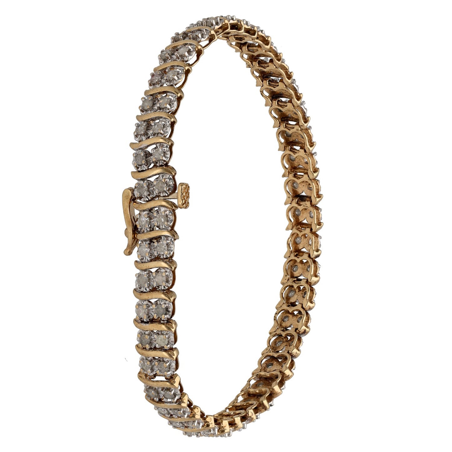 9ct Gold 1.60ct Diamond Fancy Stone Set Bracelet