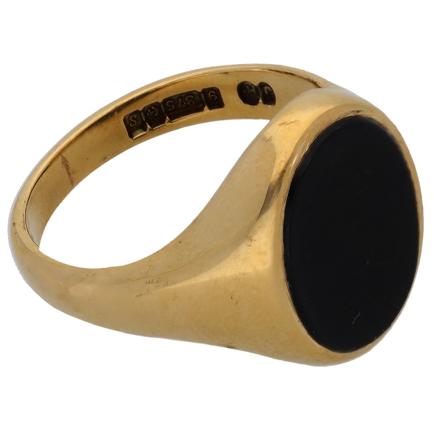 9ct Gold Onyx Single Stone Signet Ring Size Q