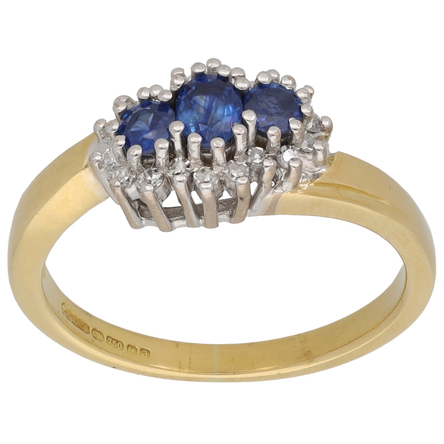 18ct Gold Sapphire & 0.09ct Diamond Dress/Cocktail Ring Size N