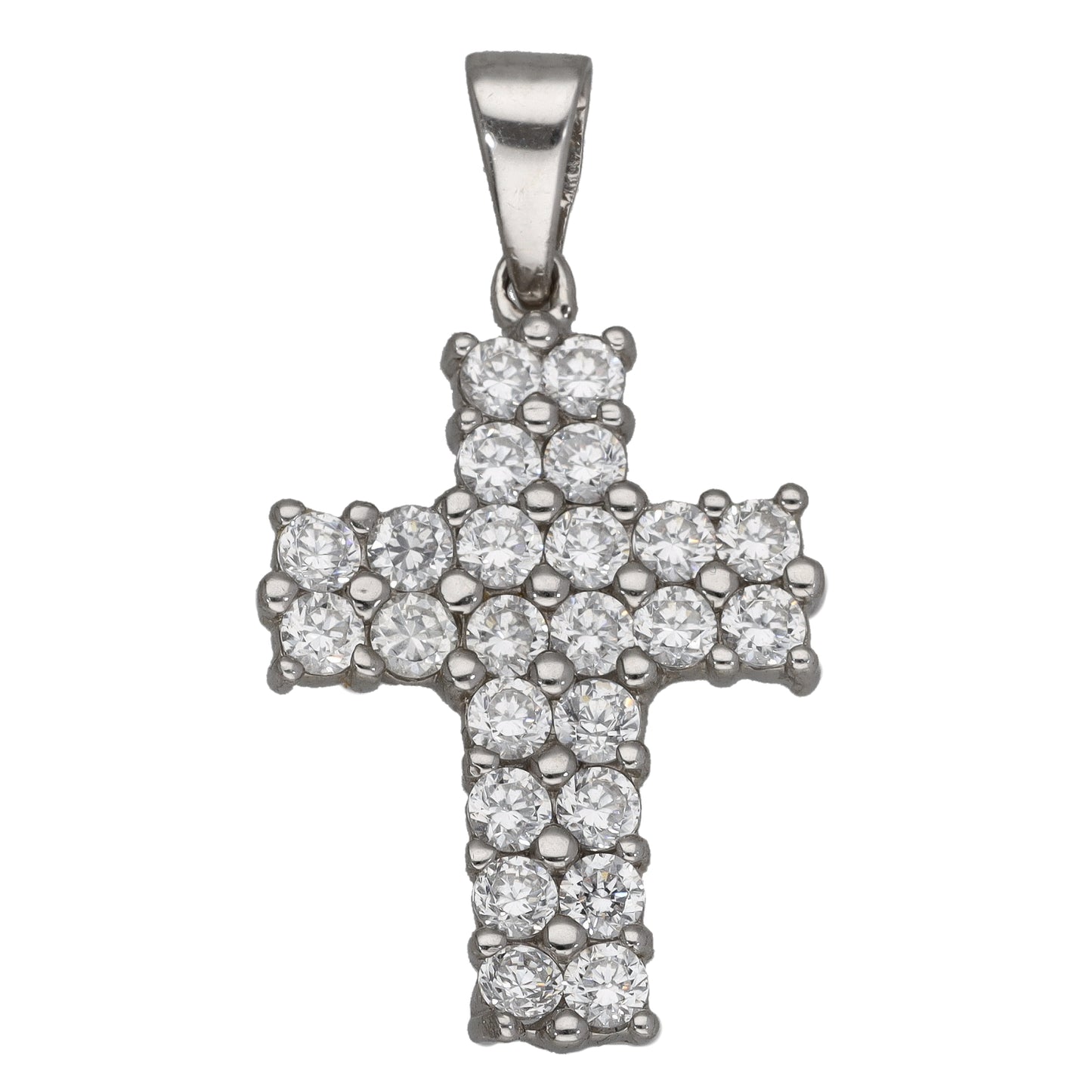 9ct White Gold Cubic Zirconia Cross Pendant