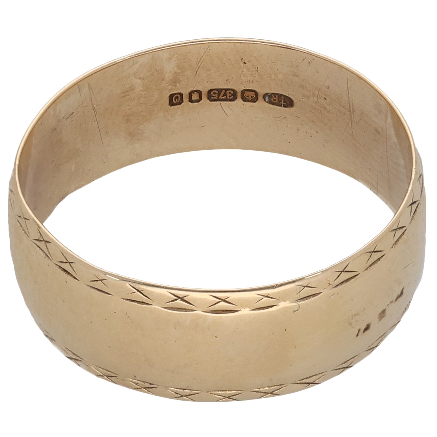 9ct Gold Patterned Wedding Ring Size W