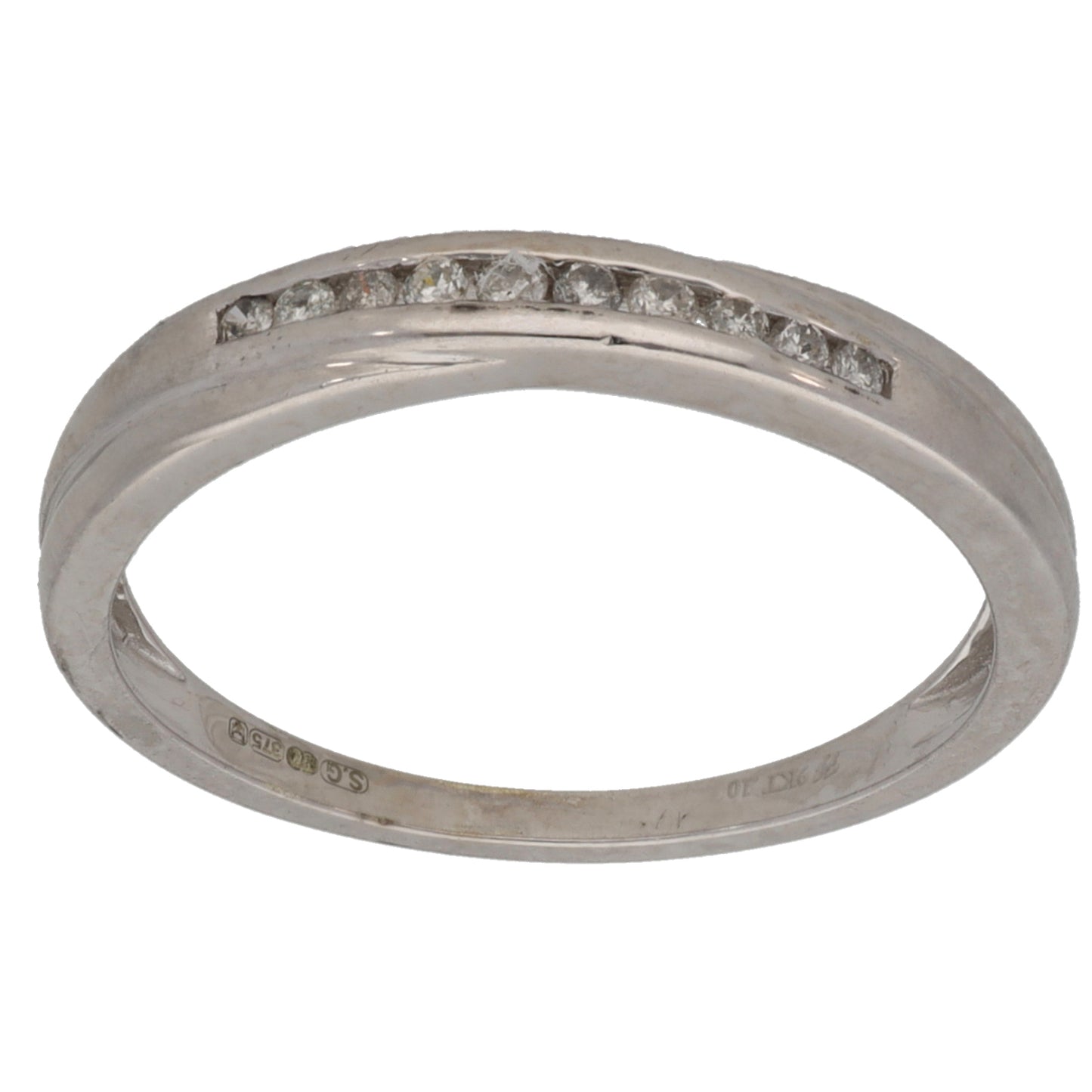 9ct White Gold 0.10ct Diamond Half Eternity Ring Size N