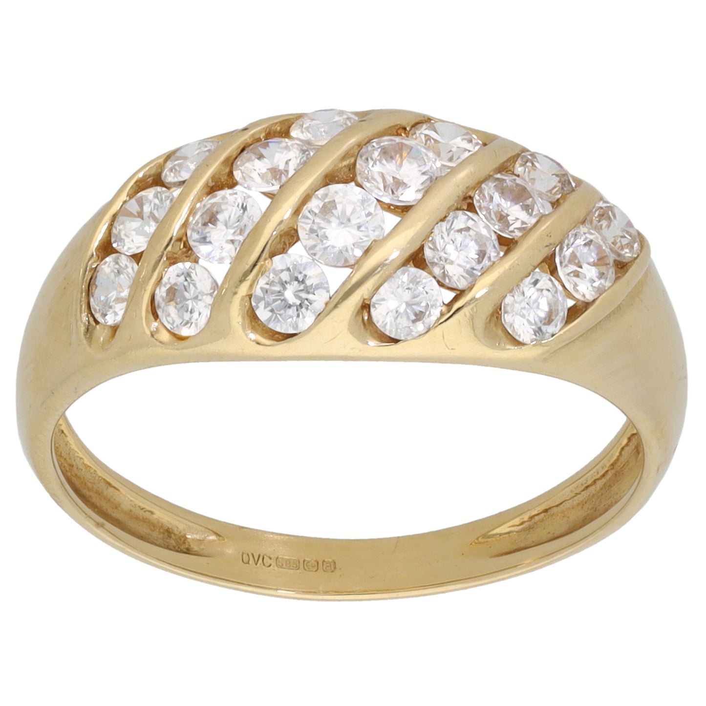 14ct Gold Cubic Zirconia Dress/Cocktail Ring Size S