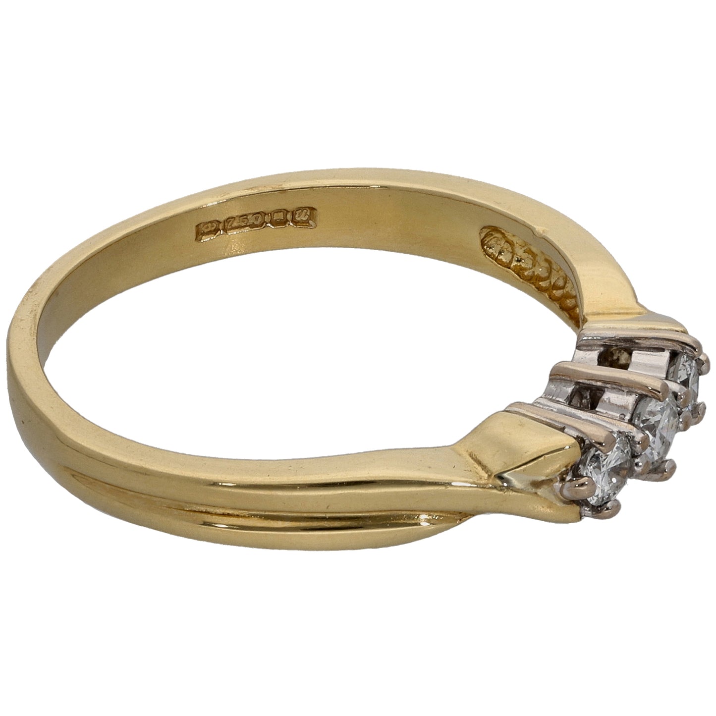 18ct Gold 0.17ct Diamond Trilogy Ring Size P