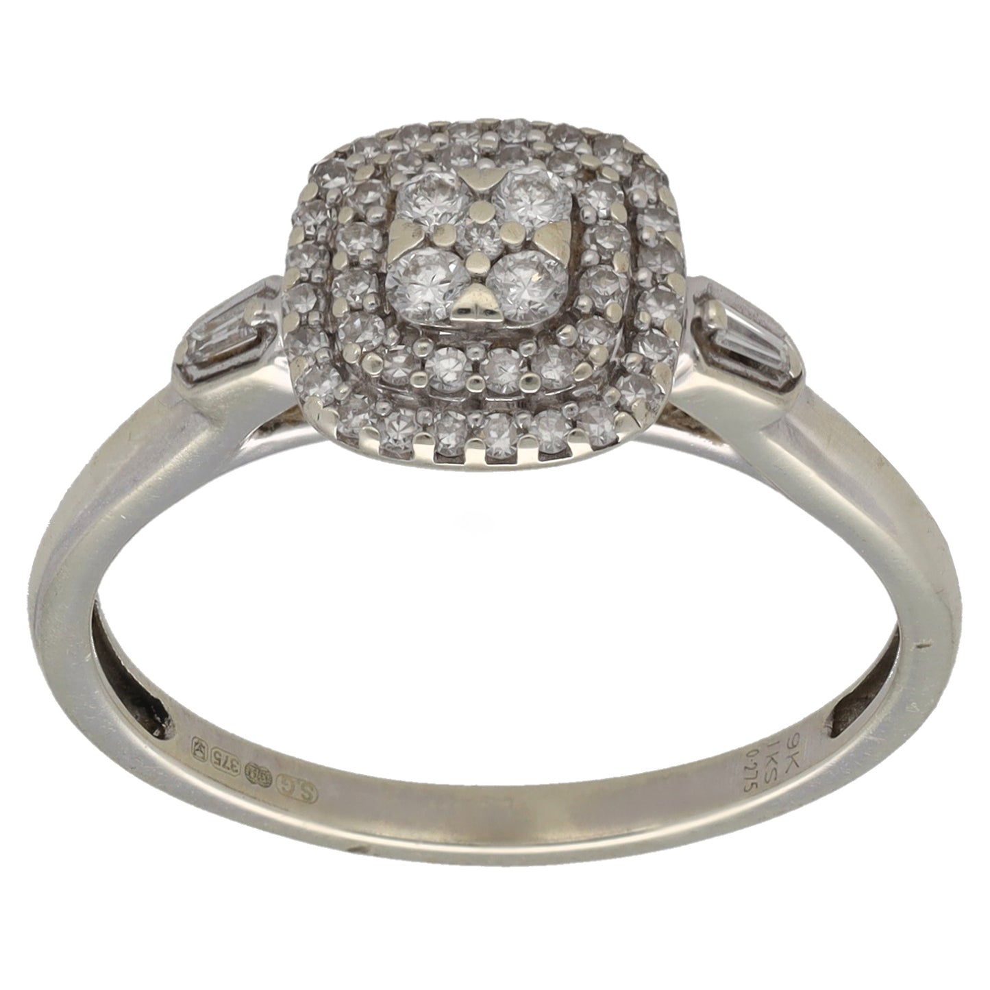 9ct White Gold 0.275ct Diamond Dress/Cocktail Ring Size N