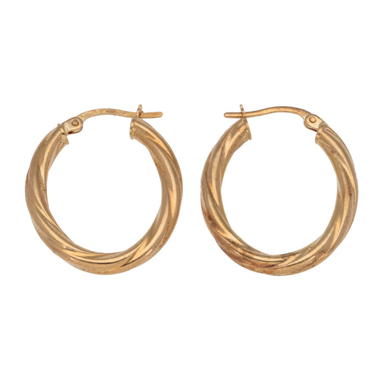 New 9ct Gold Twisted Creole Earrings