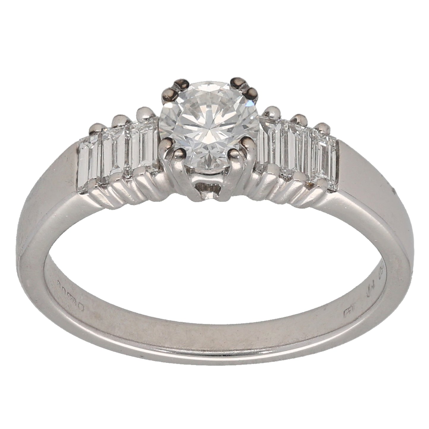 18ct White Gold 0.62ct Diamond Solitaire Ring With Accent Stones Size M