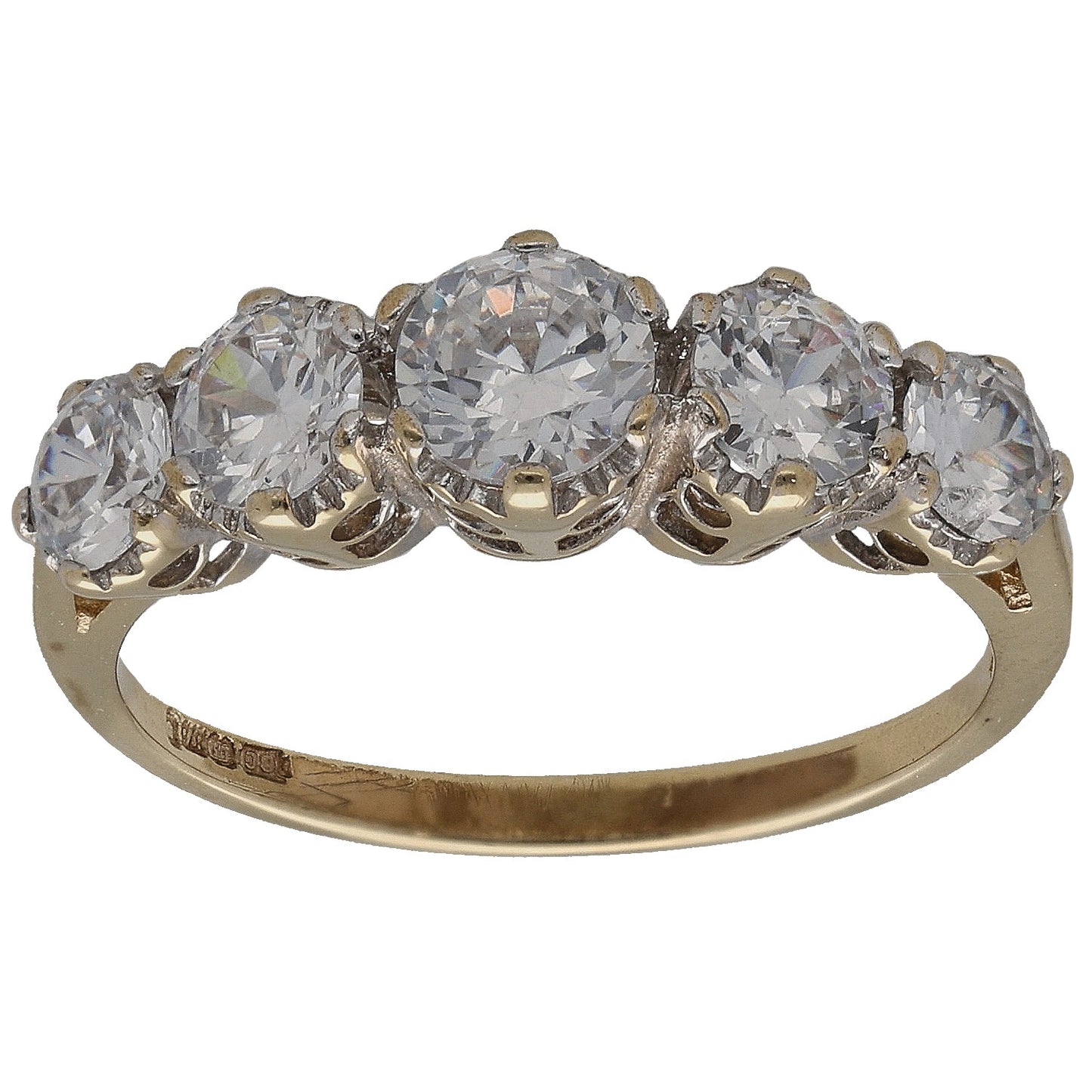 9ct Gold Cubic Zirconia Half Eternity Ring Size M