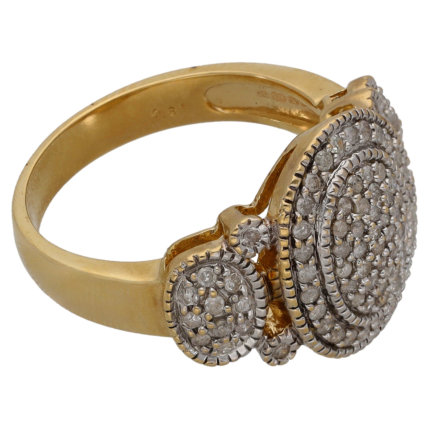 9ct Gold 0.81ct Diamond Dress/Cocktail Ring Size P