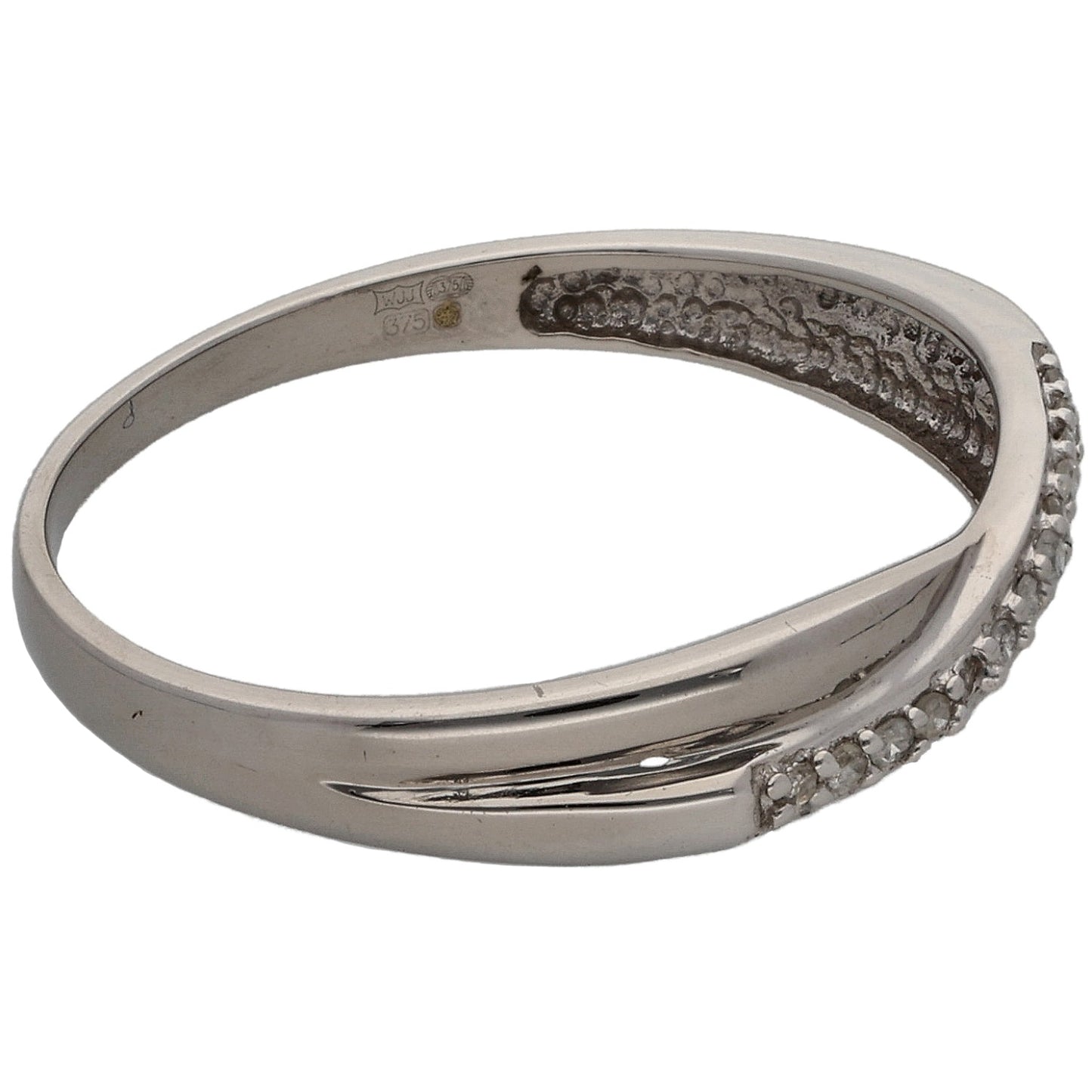 9ct White Gold 0.07ct Diamond Half Eternity Ring Size O