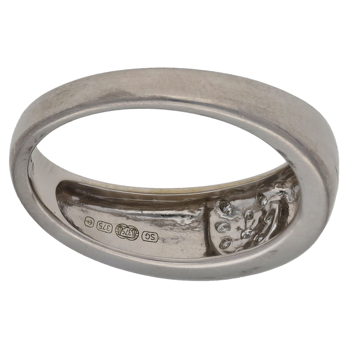 9ct White Gold 0.045ct Diamond Dress/Cocktail Ring Size N
