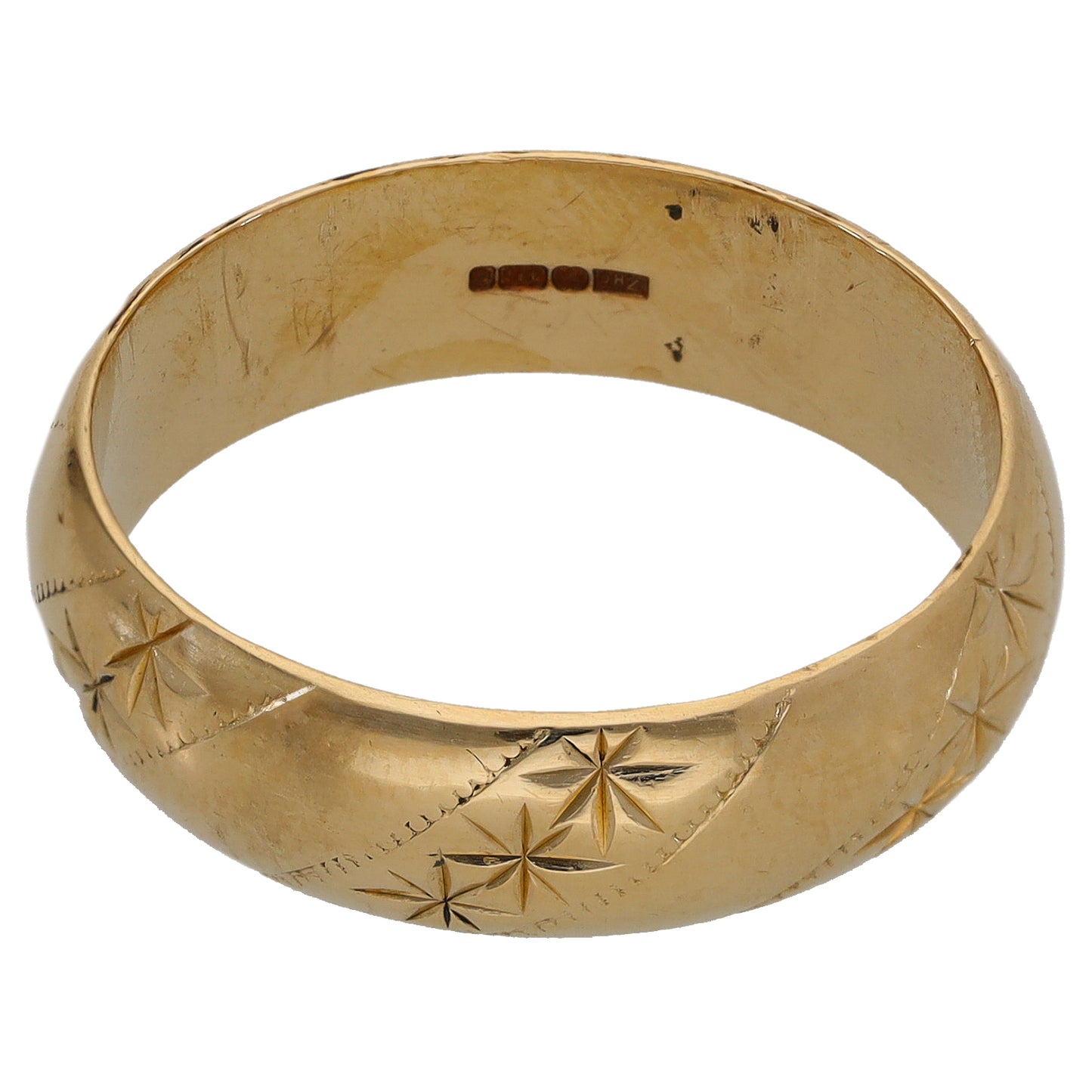 9ct Gold Patterned Wedding Ring Size T