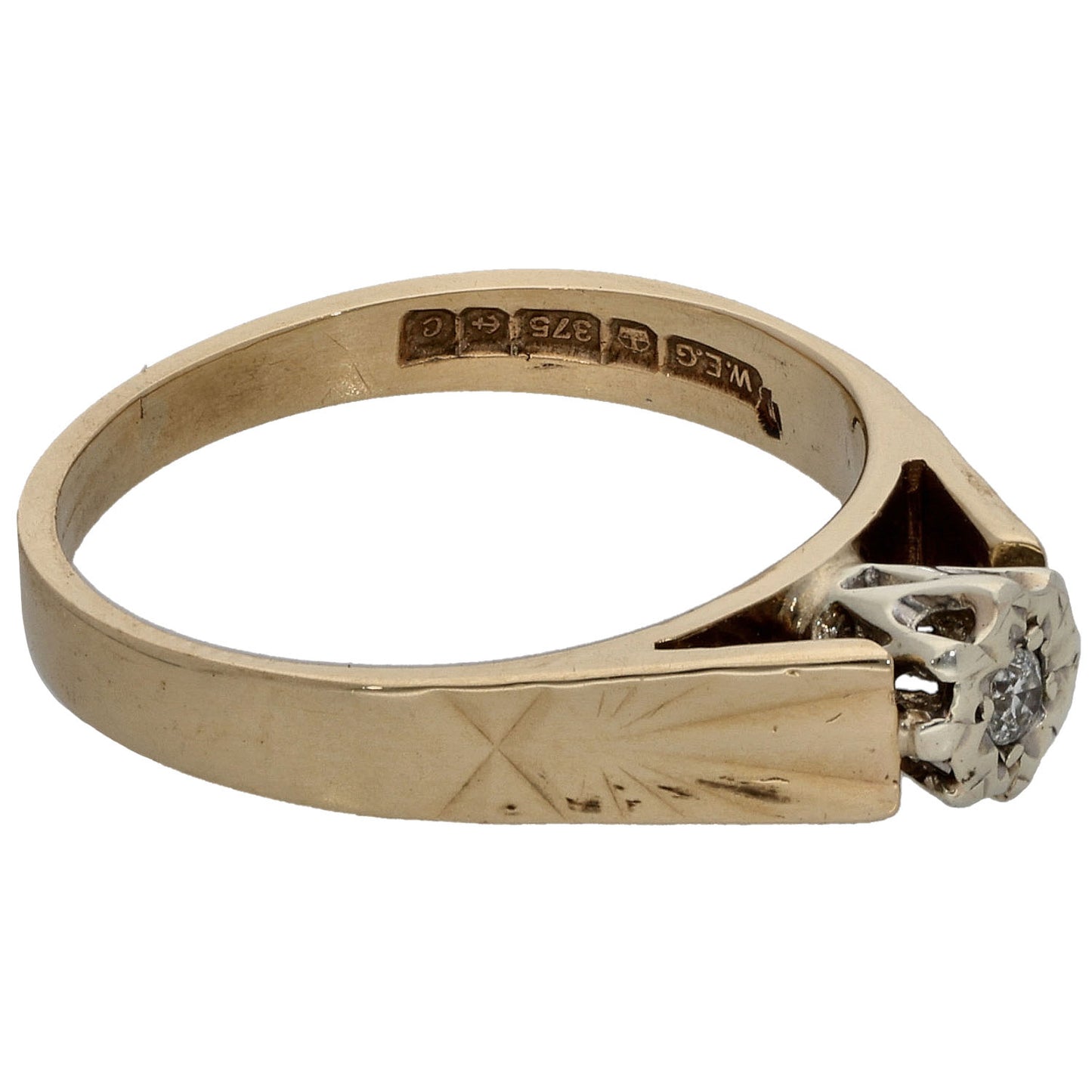 9ct Gold 0.03ct Diamond Solitaire Ring Size K