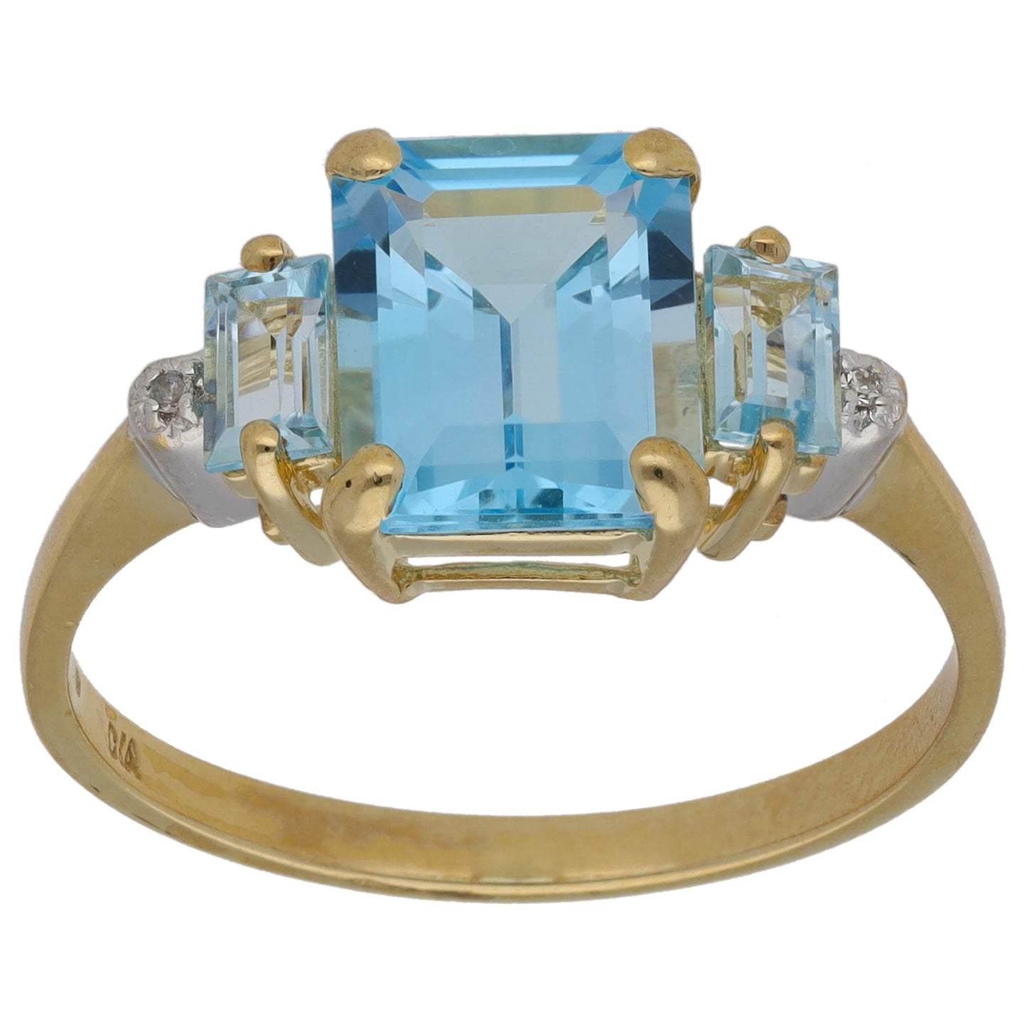 9ct Gold Topaz & 0.01ct Diamond Dress/Cocktail Ring Size V