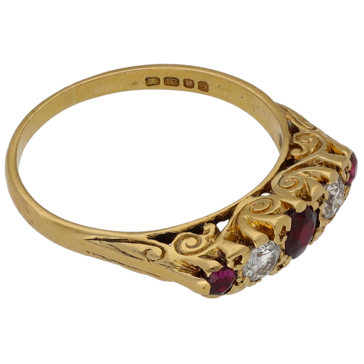 18ct Gold 0.20ct Diamond & Ruby Dress/Cocktail Ring Size N