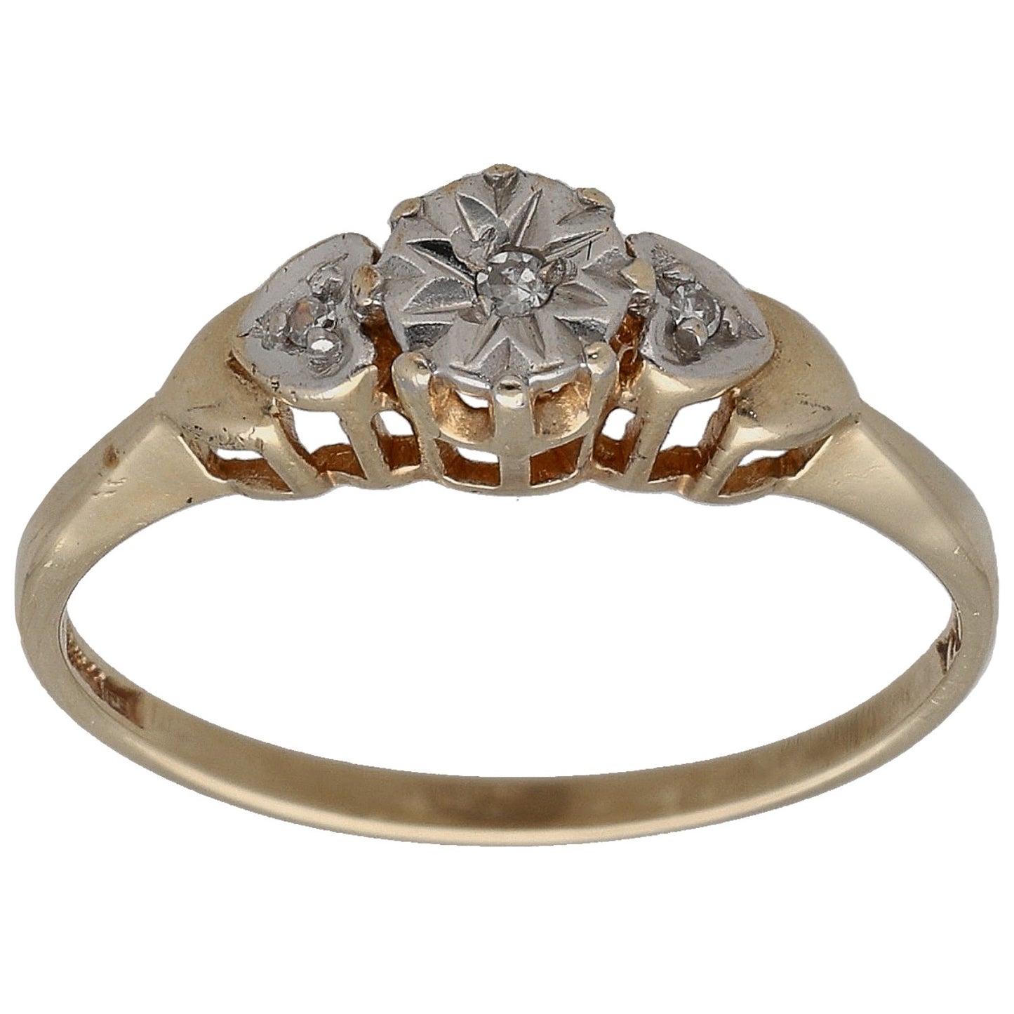 9ct Gold 0.025ct Diamond Trilogy Ring Size L