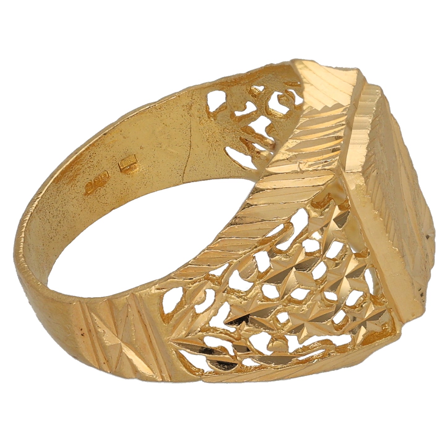 22ct Gold Patterned Signet Ring Size R